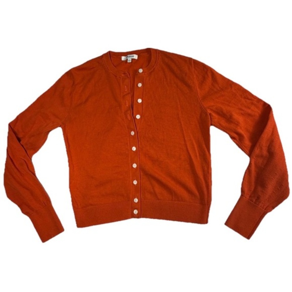 Madewell Orange Crew Neck‎ Button Front Cardigan Sweater XS